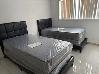 NEW BED FRAME TWIN WITH MATTRESS AND BOX SPRING