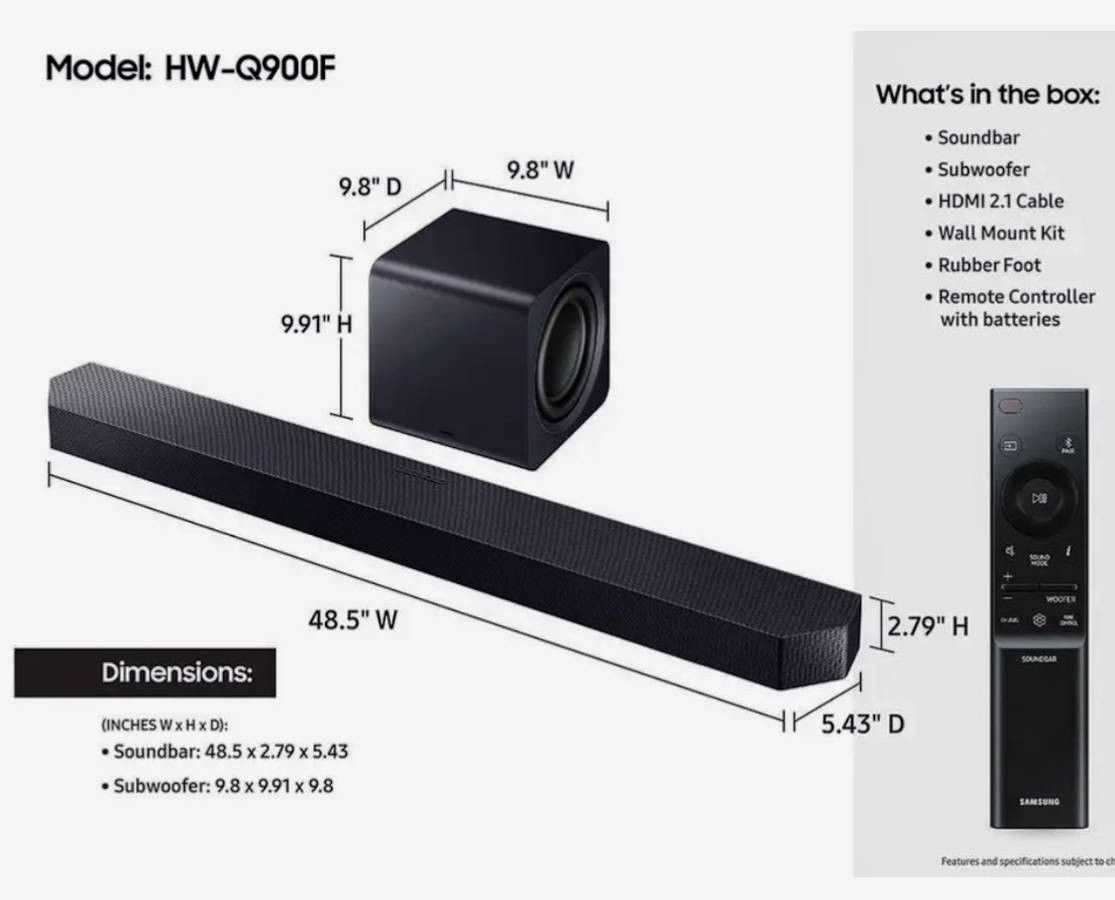 Samsung Q900F Soundbar (2025 Model) Of