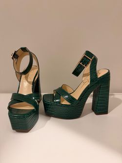Jessica Simpson Green Croc Platform Heels