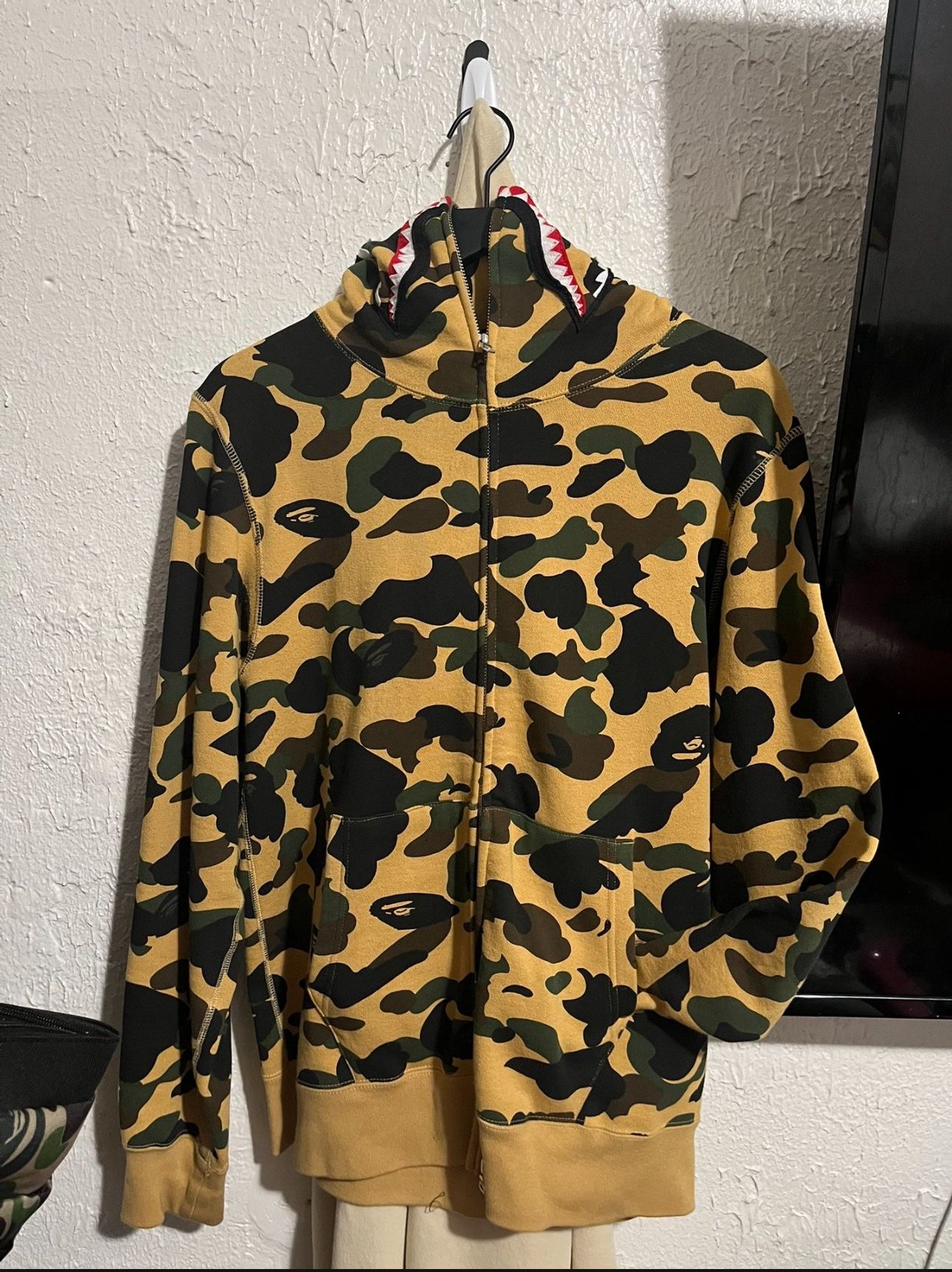 BAPE 1st Camo Shark Full Zip Hoodie ‘Yellow’