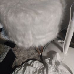 White Fuzzy Chair Stool