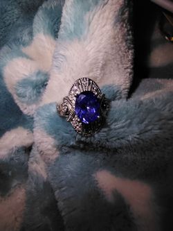 Custom Vintage Sterling Silver Tanzanite Statement Ring - Size 7
