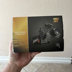 Open box Three Channels 4K Dash cam with memory card.