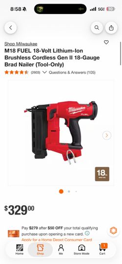 Milwaukee M18 FUEL 18-Gauge Brad Nailer