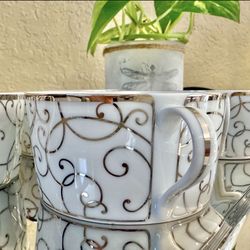 Crate Barrel 4 inches wide cups, Spal Portugal Porcelain