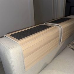 2 Flexible Wooden Sofa Arm Tray Table - Natural Ash Wood