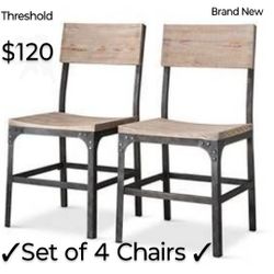 Brand New Threshold /Target Franklin Wood  Seat Dining Chairs ( SET OF 4) Weathered Gray  