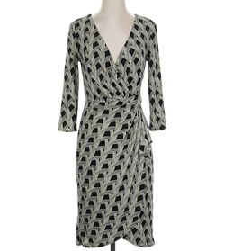 WHBM Elegant Wrap Tulip Dress Geometric Print Stretch Women’s Size 4 / S