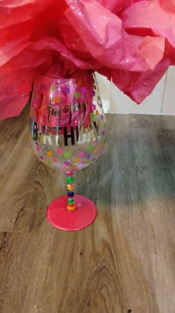Large Happy Birthday Wine Glass