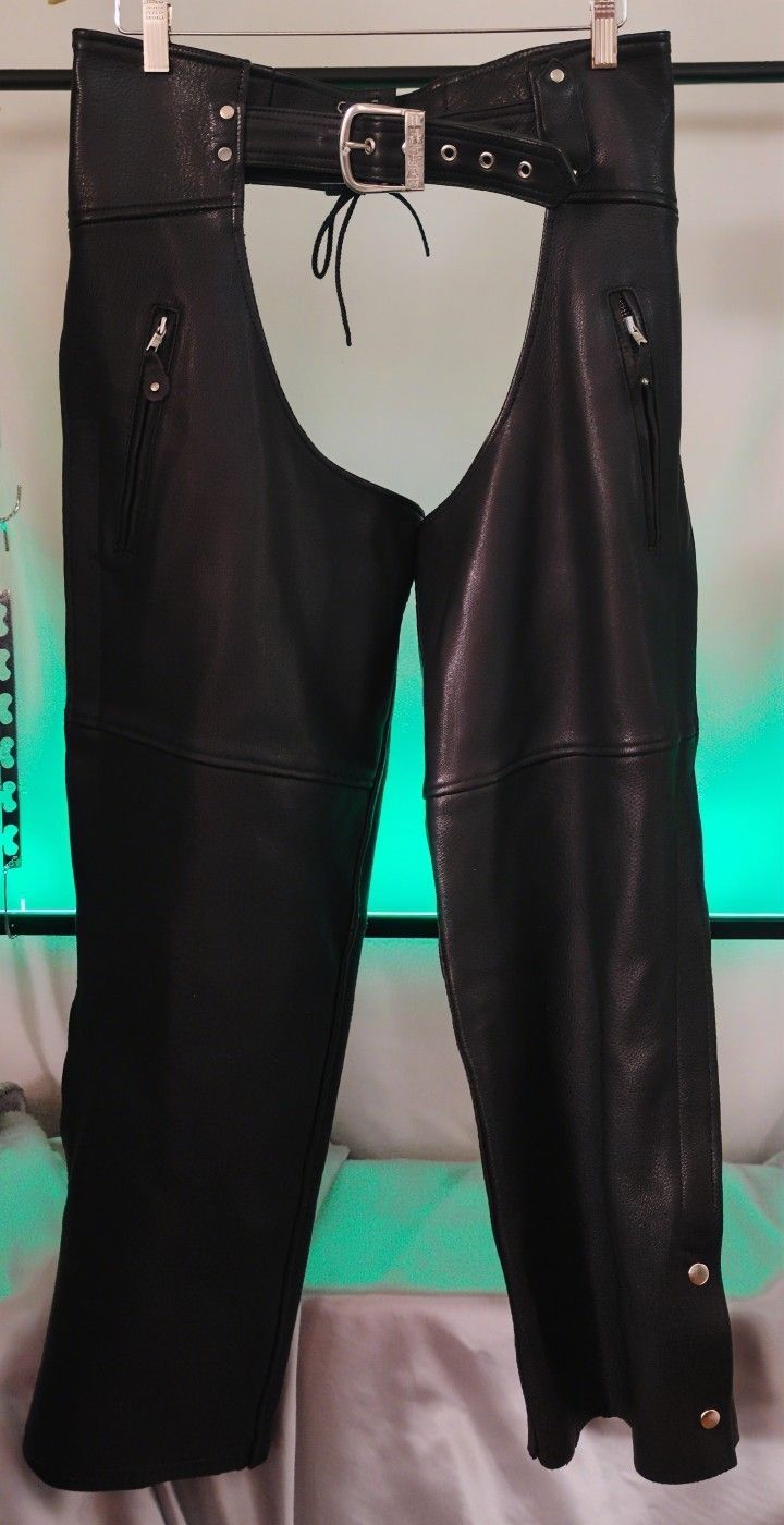 Leather Motorcycle Chaps Men’s L Black Joeta’s