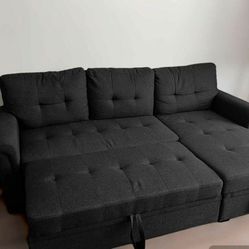Gray Sectional Couch With Storage & Sleeper 