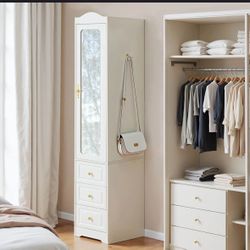 House of Hampton Right Armoires Wardrobe Closet & Wardrobe Cabinet With 3 Drawers And Mirror & Storage Cabinet With Hanging Rod & Sensor Light