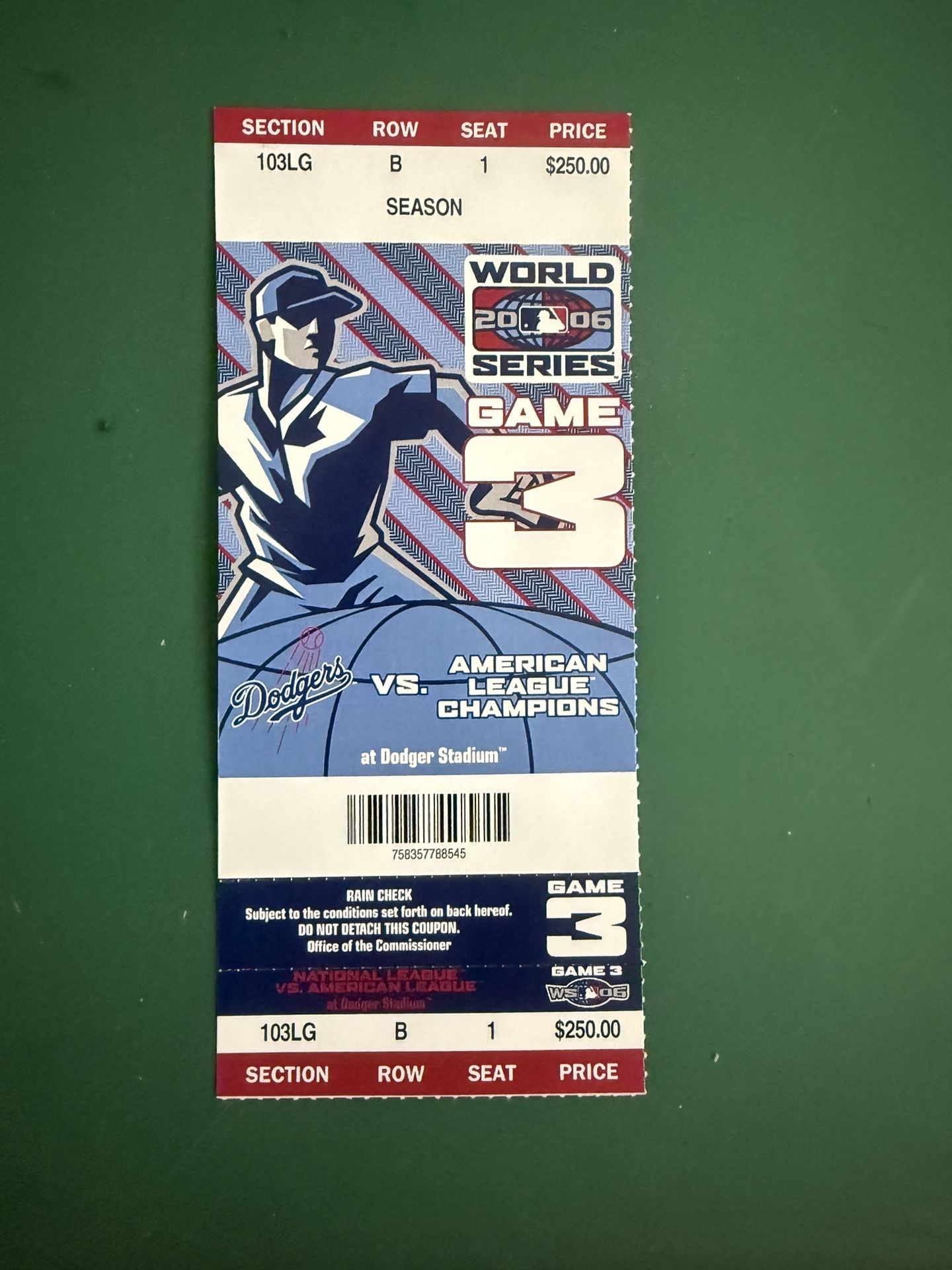 2006 World Series Game 3 ticket stub