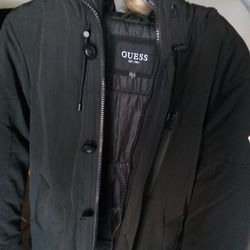 Guess Men's Black Faux Fur-Trim Parka