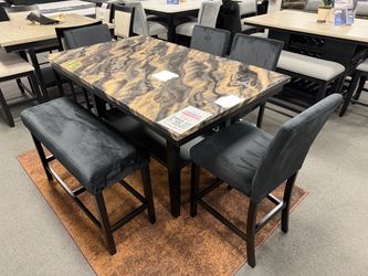 Counter Height Dining Table Set with Chairs and Bench