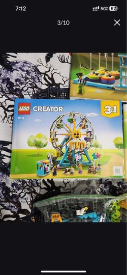 LEGO Creator 3in1 Ferris Wheel 31119 Building Kit with Rebuildable Toy Bumper Cars, Boat Swing and 5 Minifigures; New 2021 (1,002 Pieces)