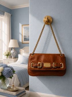 Michael Kors Cognac Leather Chain Shoulder Bag