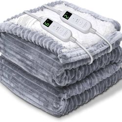 new Electric Heated Blanket Throw, Heating Blanket Throw with 4 Timer Settings & 6 Heat Settings, Best Winter Gifts for Men and Women, White Elephant 
