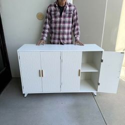 New In Box 48x16x32 Inch Tall 4 Doors Heavy Duty Buffet Cabinet With Adjustable Shelf White Color Accent Furniture TV Stand 