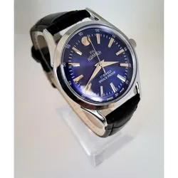 Vintage Roamer Men's Leather Mechanical Blue & Black Watch RARE