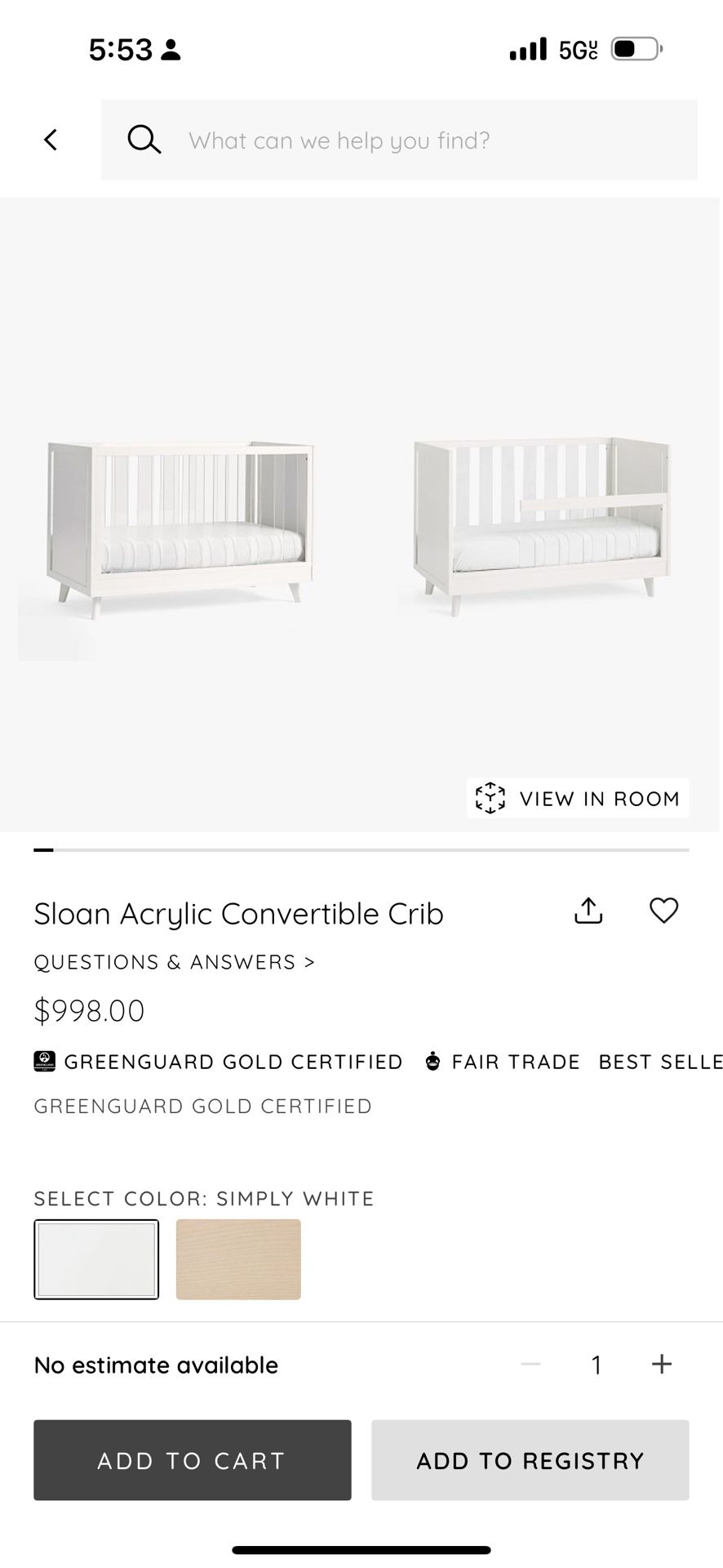 Pottery Barn Cribes
