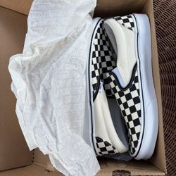Van”s Checkerboard Slip On Sneakers-10Mens