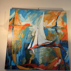 Art. Orange Aqua Sail Acrylic 