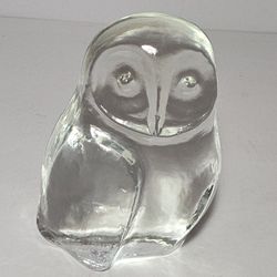 Clear Glass Owl Figure