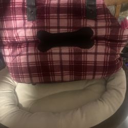 Small Dog Purse /bag And Doggy Bed 