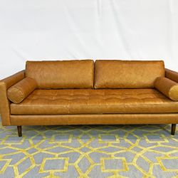 ( Delivery Available ) Poly and Bark Leather Napa Light Brown Sofa
