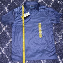 NWT  Classic PGA TOUR geometrical blue geo upper print Polo Shirt ,size M