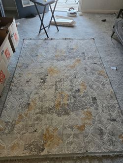Large Area Rug Gray Gold Abstract Pattern