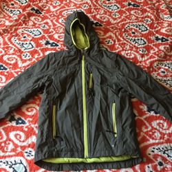REI Boys 10/12 Water Resistant Jacket Green Grey Coat