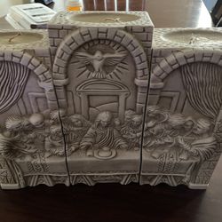 Last Supper 3 Piece Candle Set In Ceramic Square Pillar