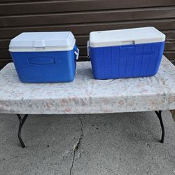 Two Camping / Picnic Or Travel Coolers ! One Coleman & One Rubbermaid! One Price For Both ! 