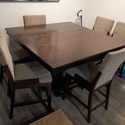 Dining Set With Extension Sleeve 6 Chairs 