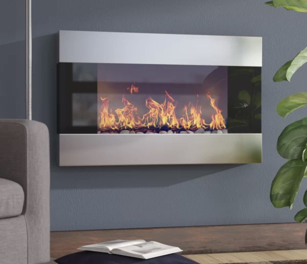 Allmar 36'' W Surface Wall Mounted Electric Fireplace. Like new! 22” x 36”. MISSING REMOTE. MSRP $500. Our price $95 + sales tax