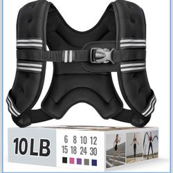 Weighted Vest, 10lb Weight Vest with Reflective Stripe for Workout, Body Weight Vests for Women, Men, Strength Training, Running, Fitness, Weight Loss