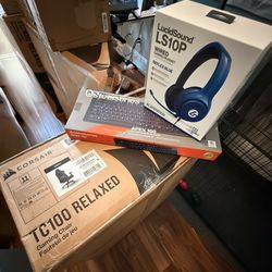 Brand New Gaming Bundle – Corsair TC100 Chair + SteelSeries Apex 100 Keyboard + LucidSound Headset