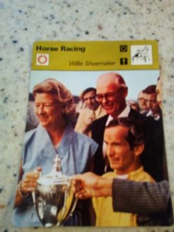 Vintage 1977 sportscaster horse racing/ Willie shoemaker/ the winningest jockey/ Olympic collector card # 07-02
