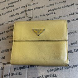 Prada Saffiano Yellow Card Case