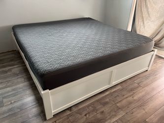 King size bed frame with pullout storage drawers