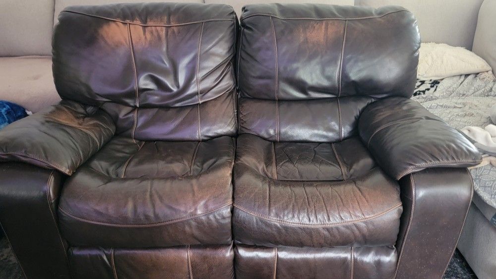 Leather Reclining Loveseat