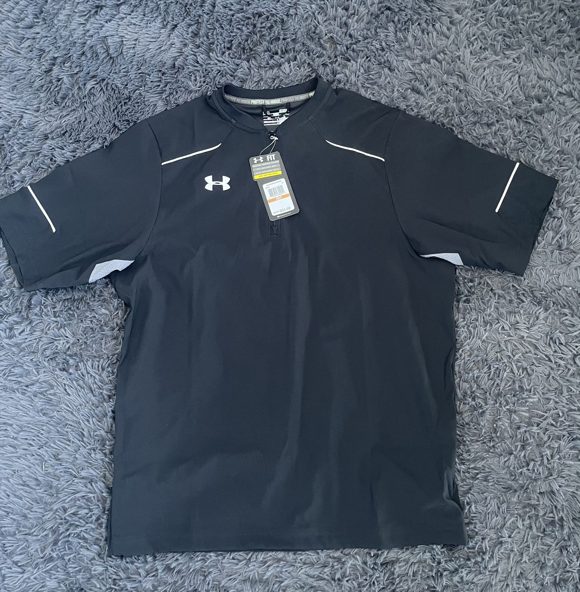 Under Armour All Season Gear Baseball 1/4 Zip Black Shirt Brand New | Men Small