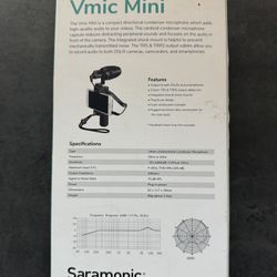 Saramonic Vmic Mini S Multi-Pattern Camera-Mount Shotgun Microphone for Cameras and Smartphones