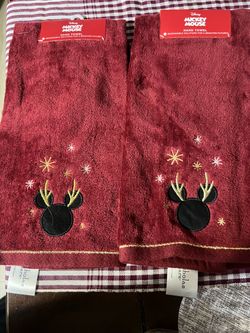 Disney Mickey Mouse Christmas Hand Towels Set of 2
