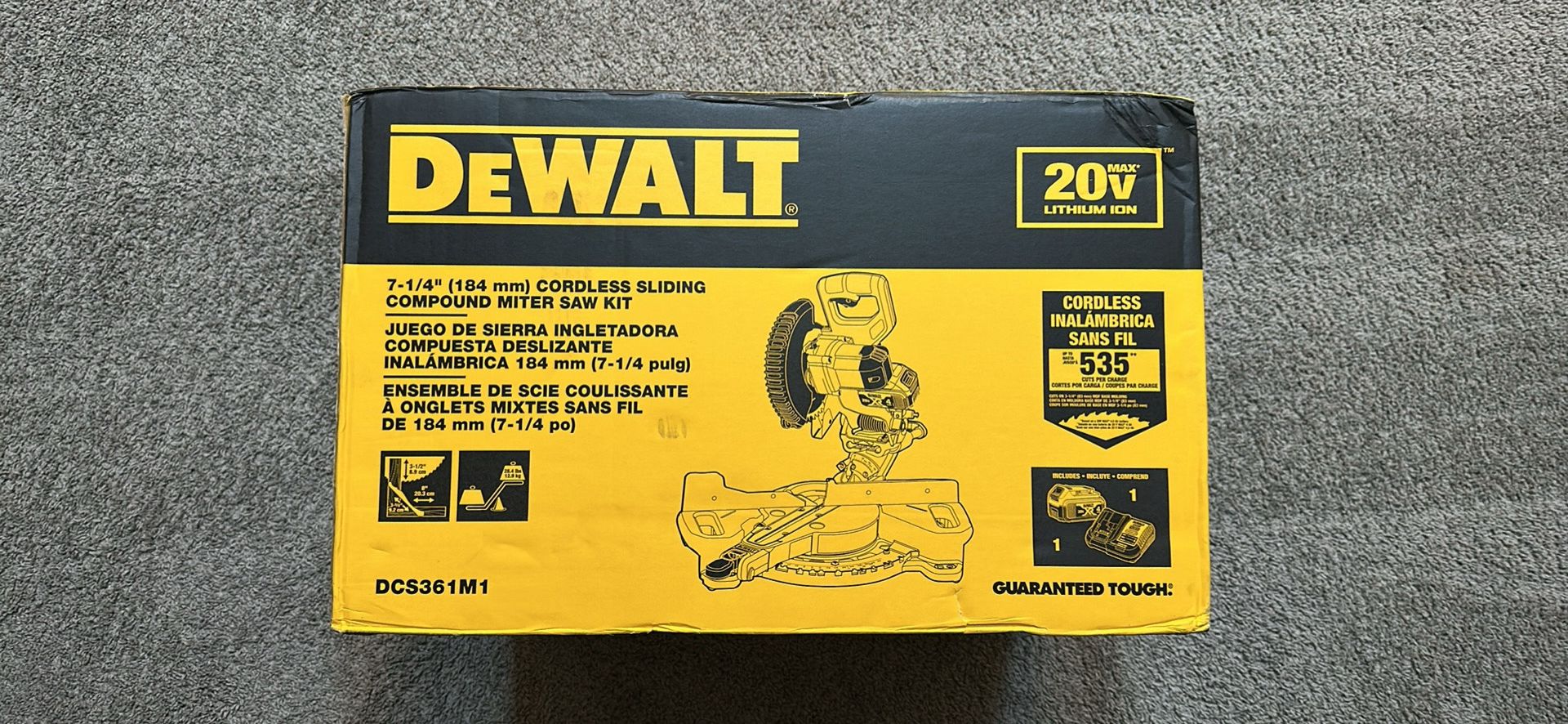 Brand New: DeWalt 20V cordless Miter Saw With Battery