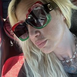 Gucci Oversized  Sunglasses Gg0083s Black Red Green Sparkle Sunglasses 