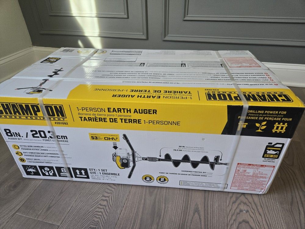 Champion Gas Powered 53cc Auger With 8" Bit