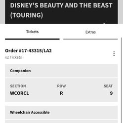 Beauty And The Beast Tickets Tonight Sunday 5th 8p